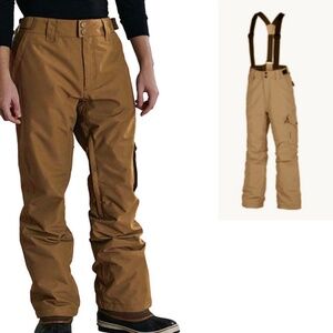 LIQUID 15K Insulated Suspender/Bib Cargo Snow/Board Pants - Jacquard Stripe Tan